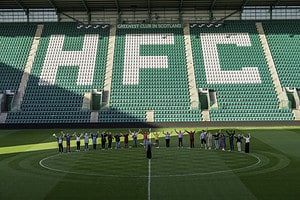 Choir on the pitch - Easter Road